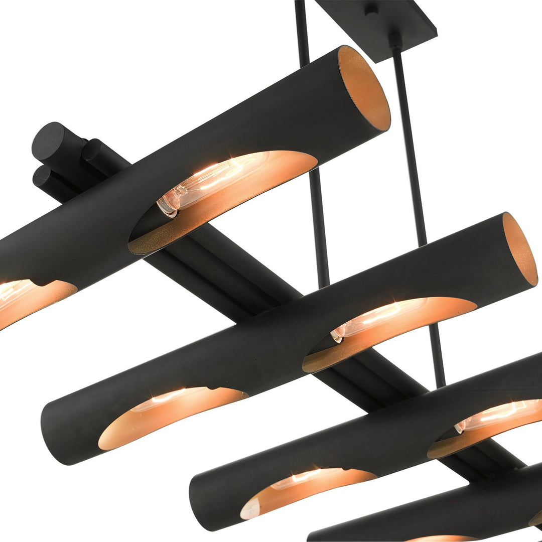 10 Light Black Linear Chandelier