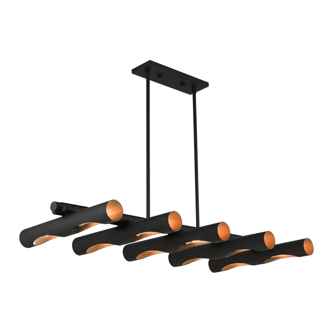 10 Light Black Linear Chandelier