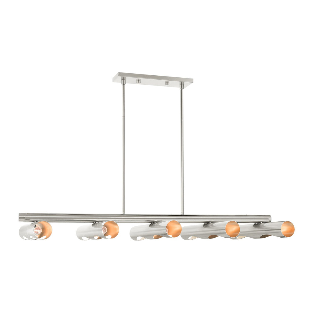 10 Light Brushed Nickel Linear Chandelier by Livex Lighting