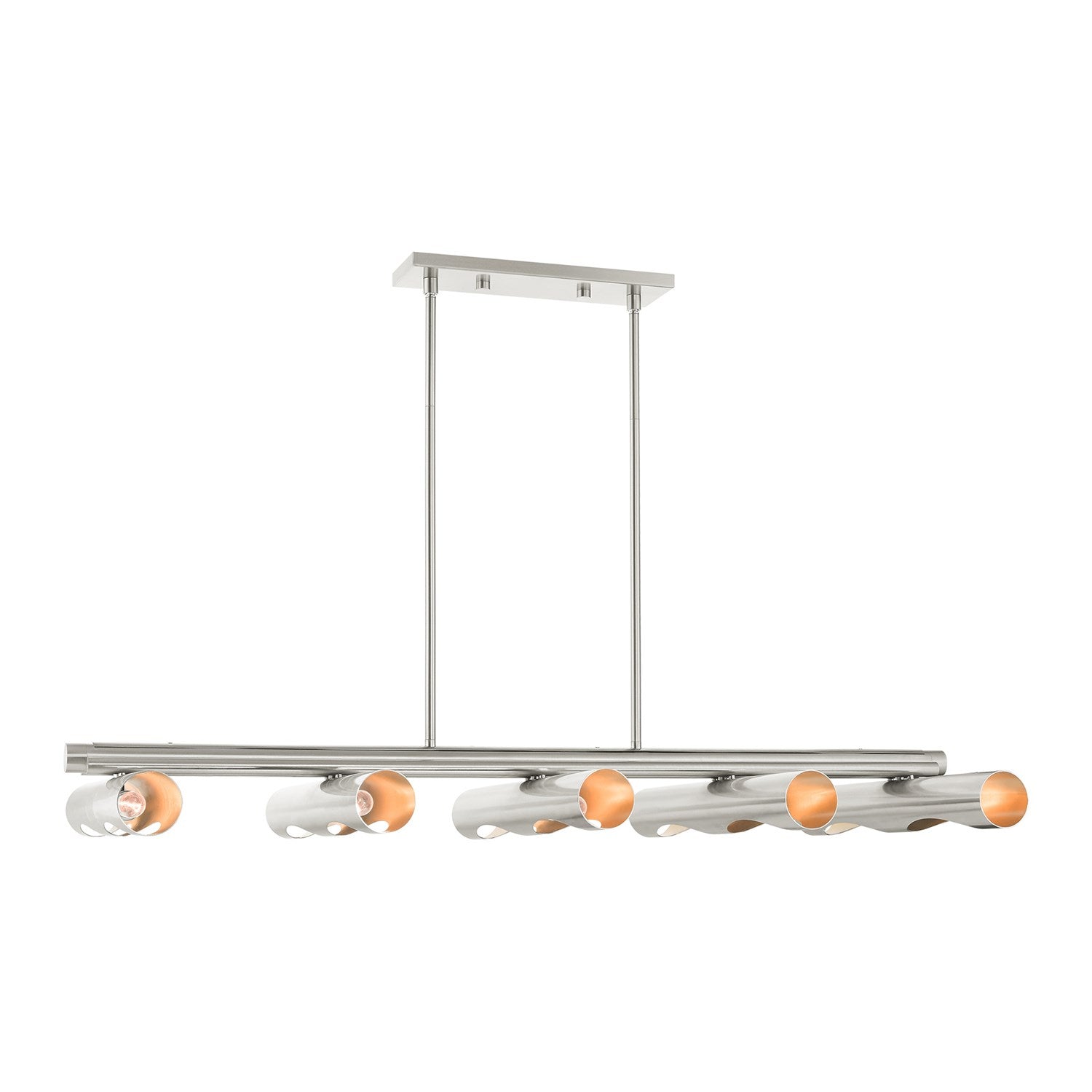 10 Light Brushed Nickel Linear Chandelier by Livex Lighting