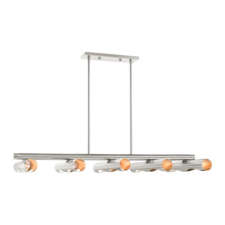 10 Light Brushed Nickel Linear Chandelier by Livex Lighting