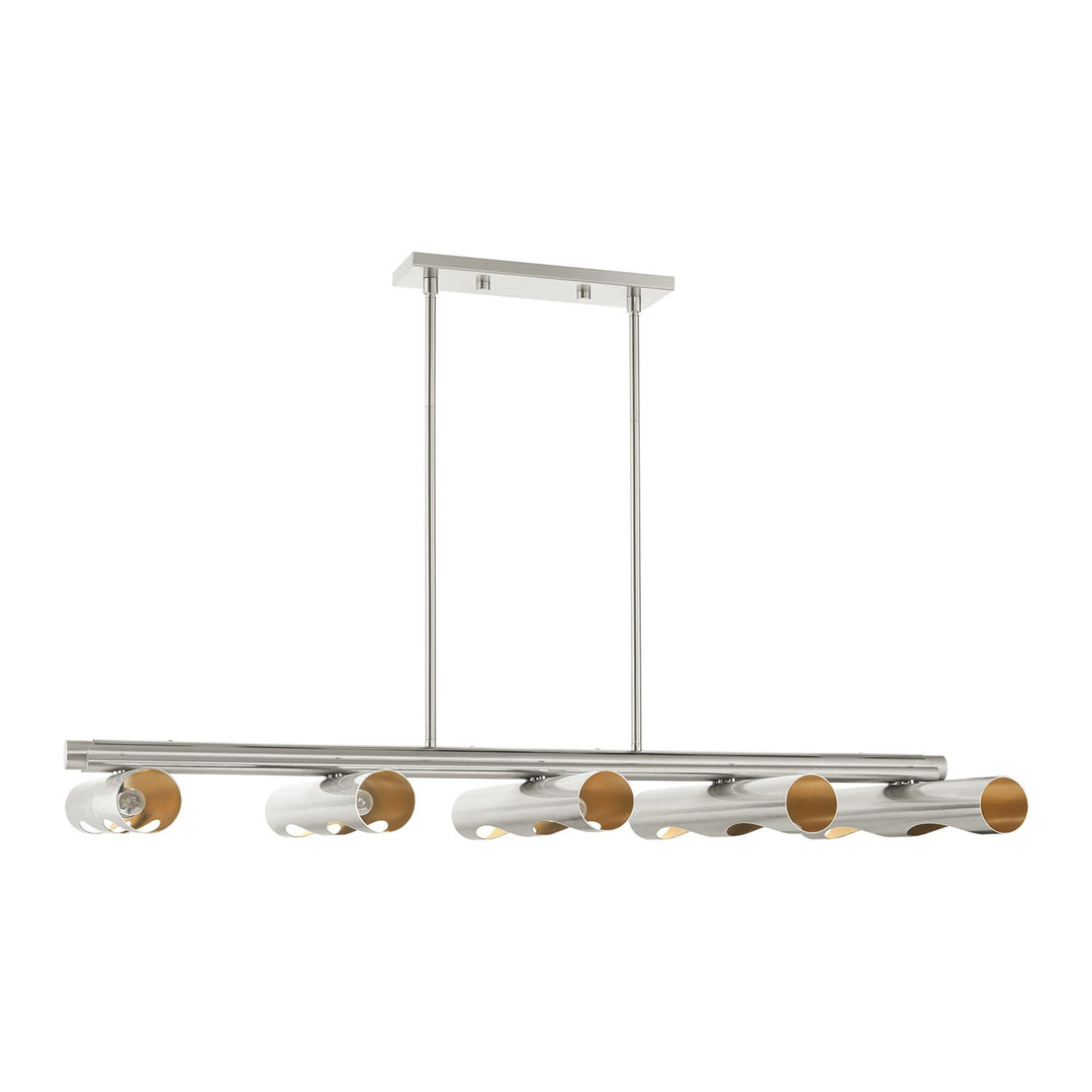 10 Light Brushed Nickel Linear Chandelier