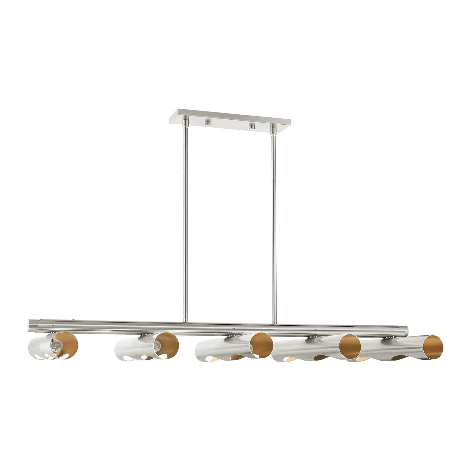 10 Light Brushed Nickel Linear Chandelier