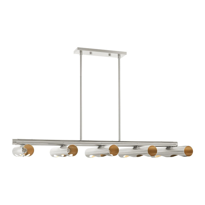 10 Light Brushed Nickel Linear Chandelier