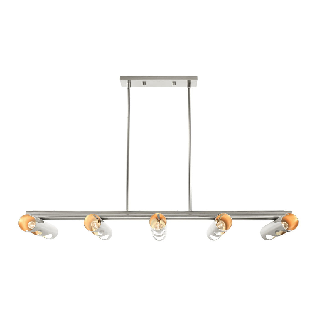 10 Light Brushed Nickel Linear Chandelier