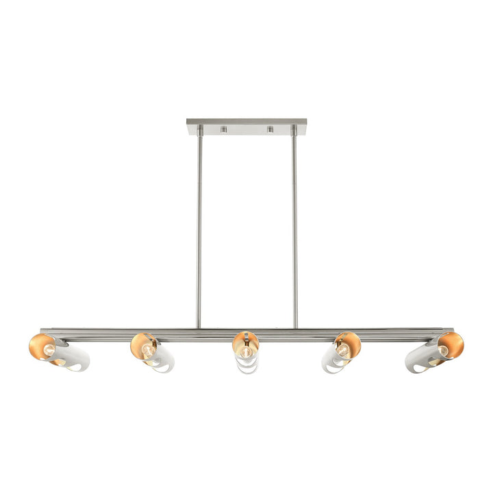 10 Light Brushed Nickel Linear Chandelier