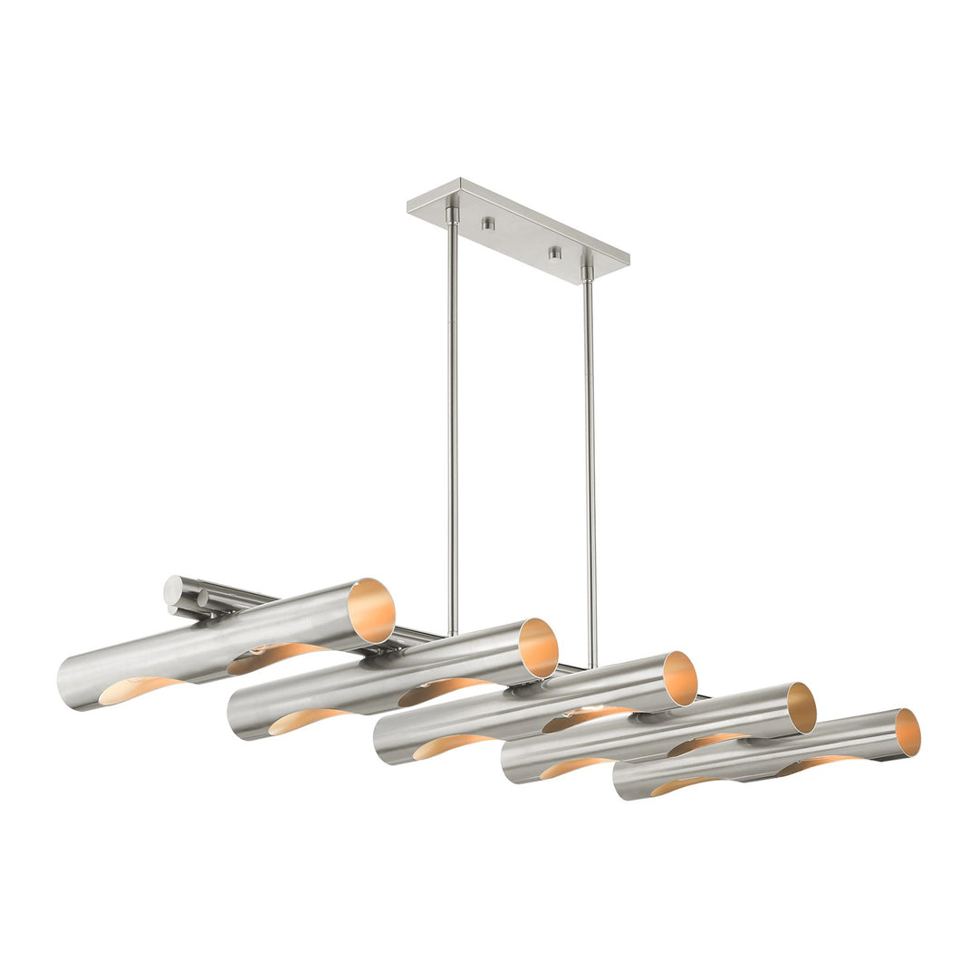 10 Light Brushed Nickel Linear Chandelier
