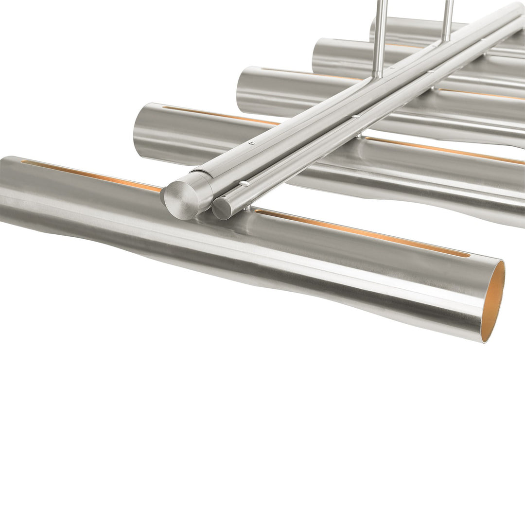 10 Light Brushed Nickel Linear Chandelier