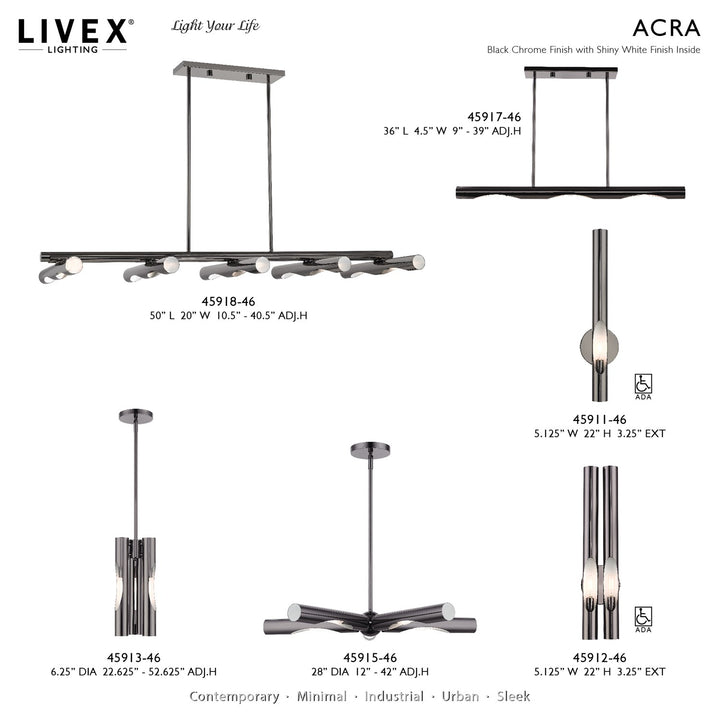 2 Light Black Chrome Ada Double Sconce