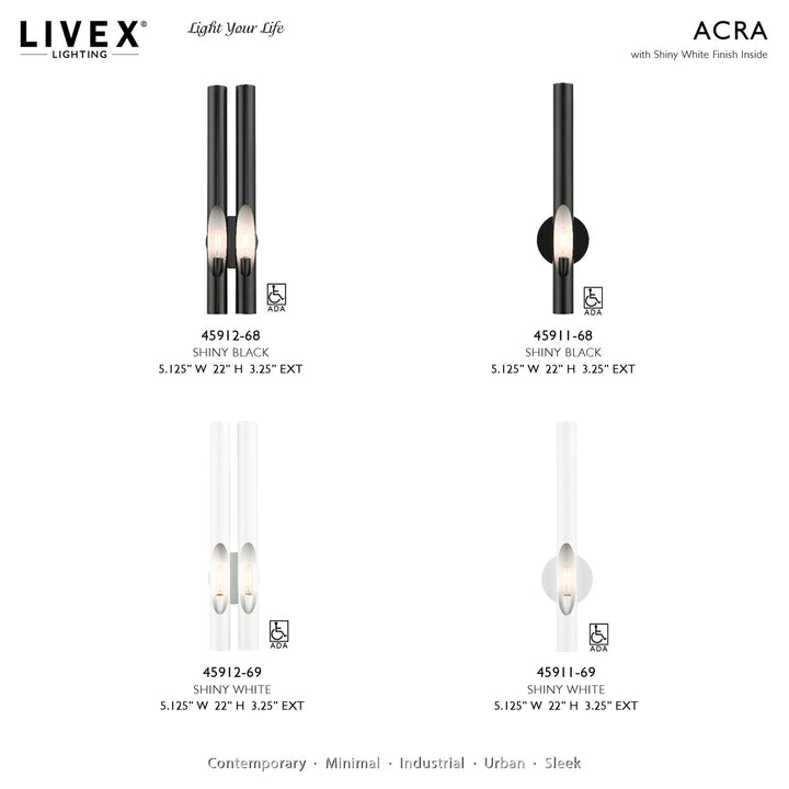 2 Light Shiny Black Ada Double Sconce