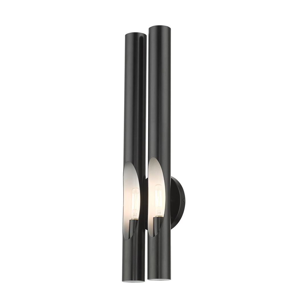 2 Light Shiny Black Ada Double Sconce