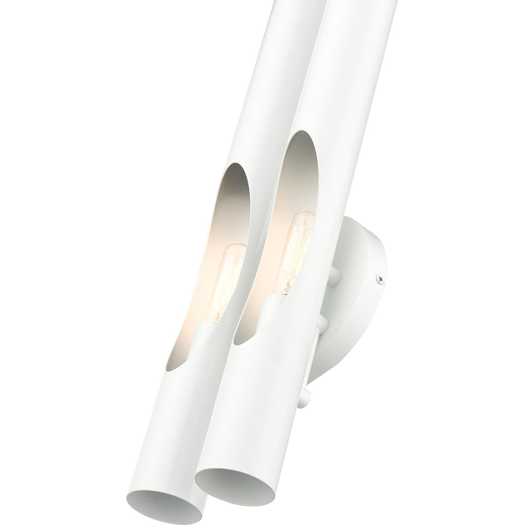 2 Light Shiny White Ada Double Sconce