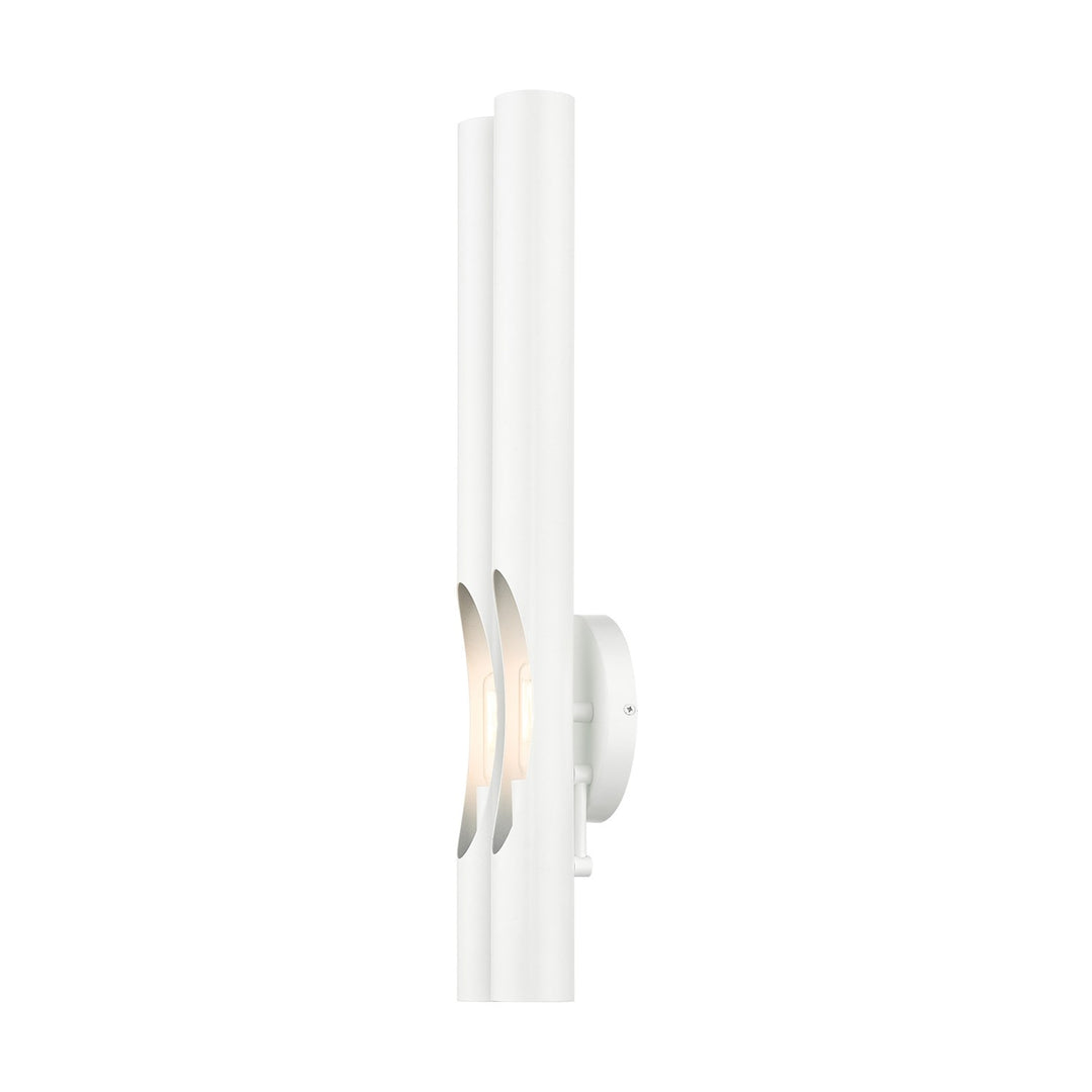 2 Light Shiny White Ada Double Sconce