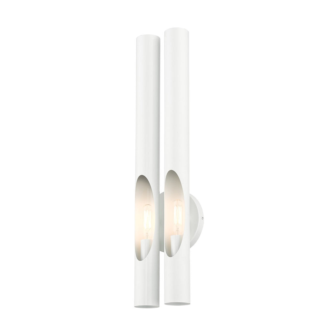 2 Light Shiny White Ada Double Sconce