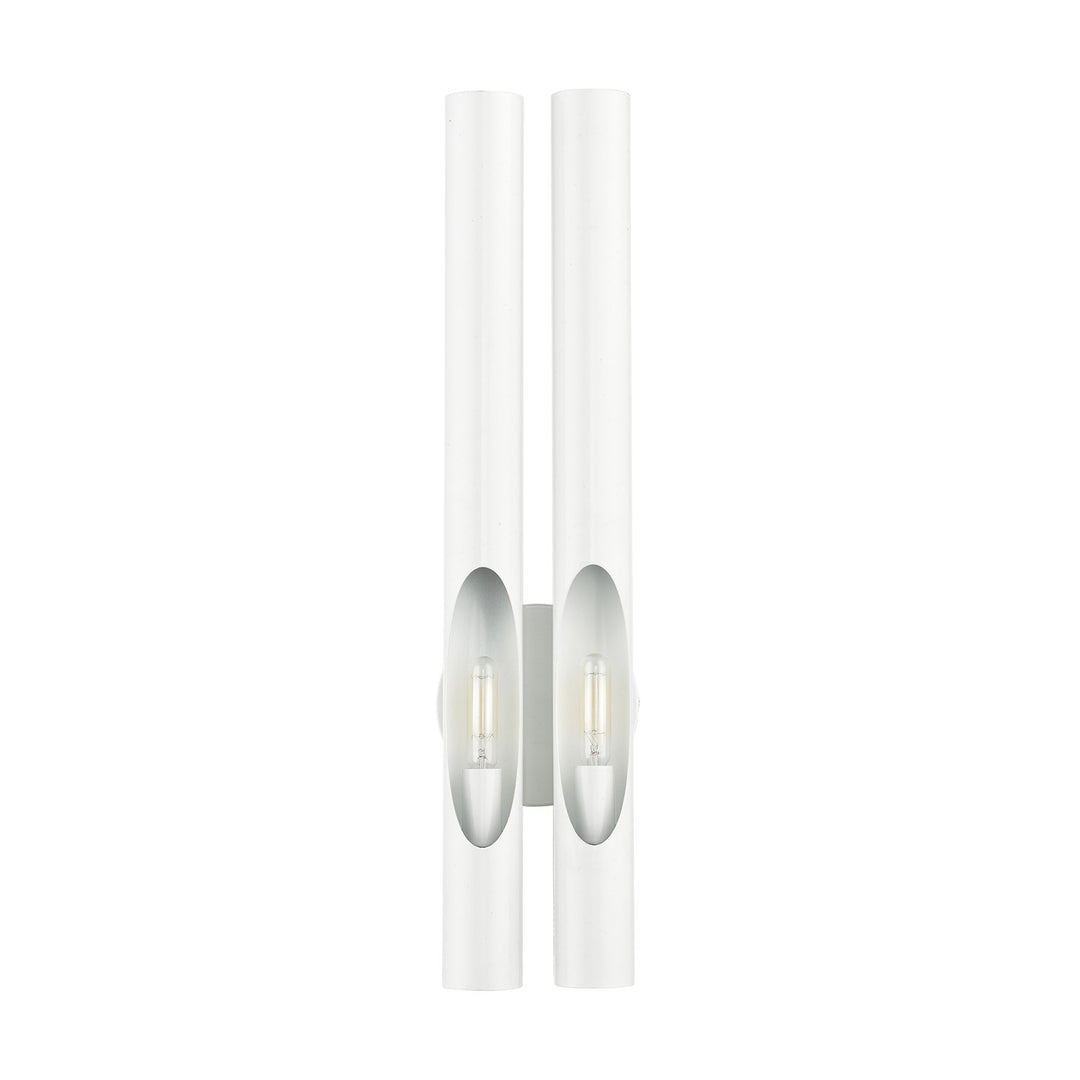2 Light Shiny White Ada Double Sconce