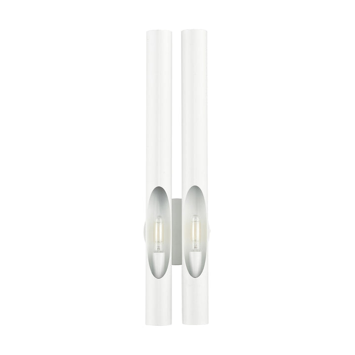 2 Light Shiny White Ada Double Sconce