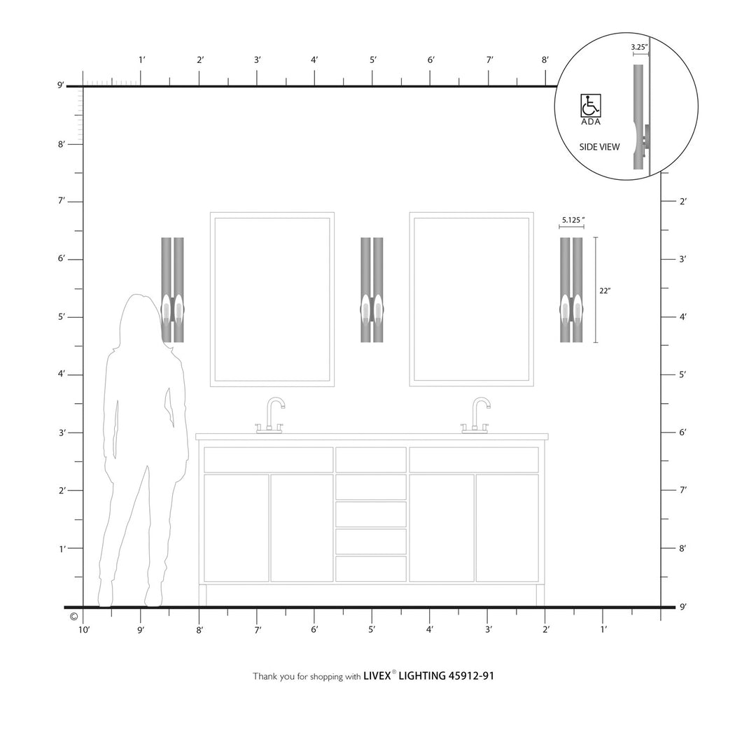 2 Light Brushed Nickel Ada Double Sconce