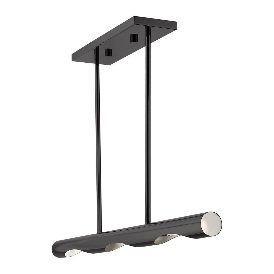 3 Light Black Chrome Linear Chandelier