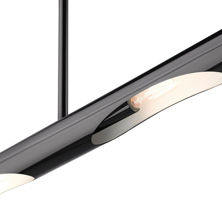 3 Light Black Chrome Linear Chandelier