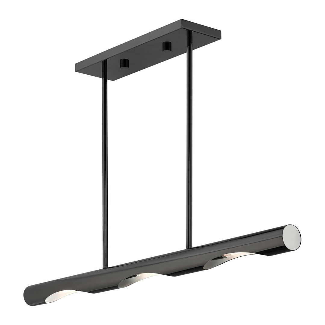 3 Light Black Chrome Linear Chandelier