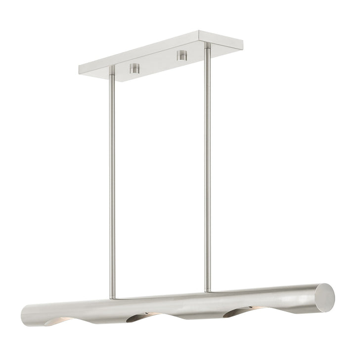 3 Light Brushed Nickel Linear Chandelier
