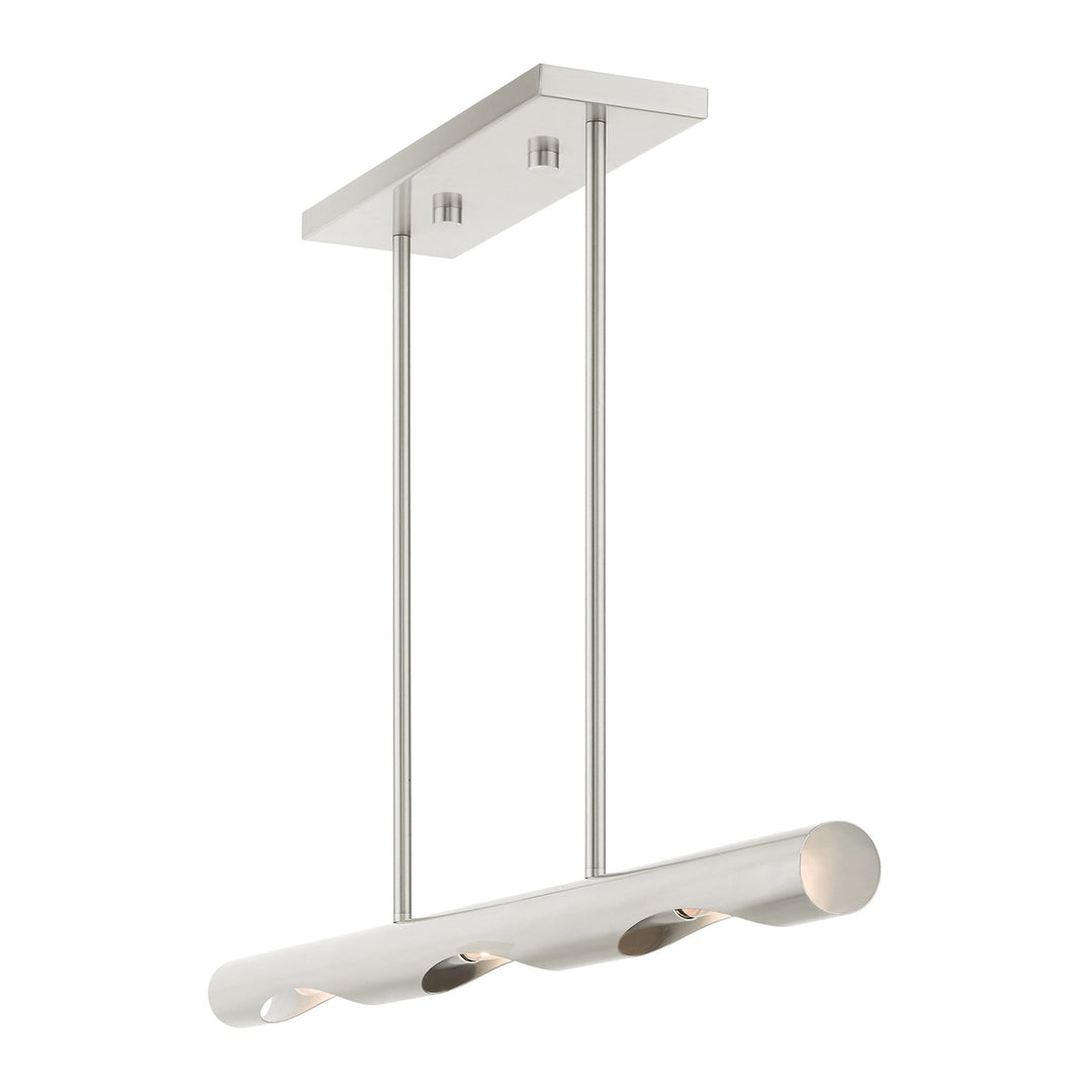 3 Light Brushed Nickel Linear Chandelier