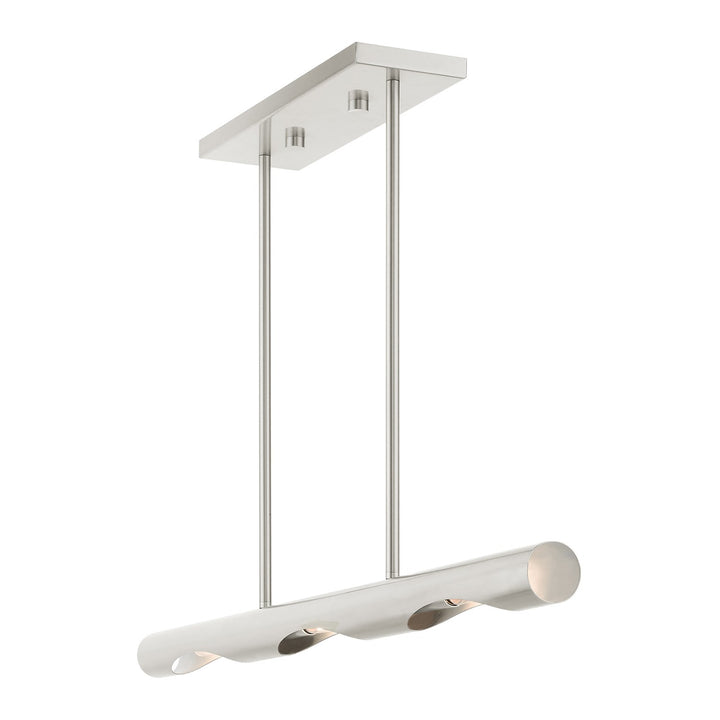 3 Light Brushed Nickel Linear Chandelier