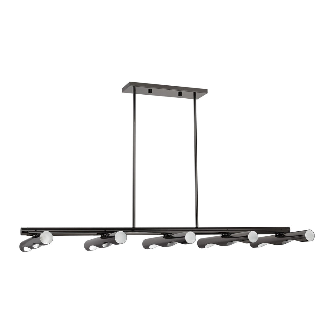 10 Light Black Chrome Linear Chandelier
