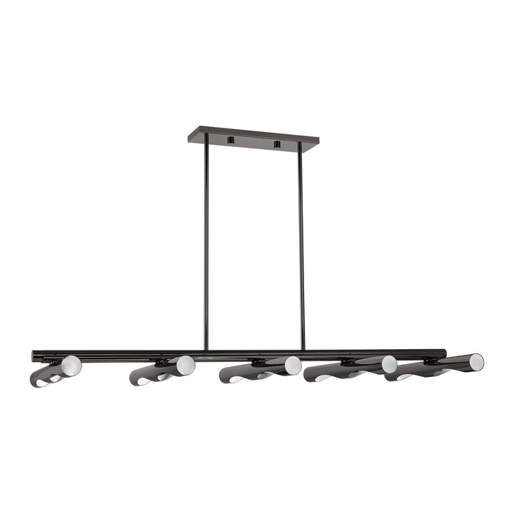 10 Light Black Chrome Linear Chandelier