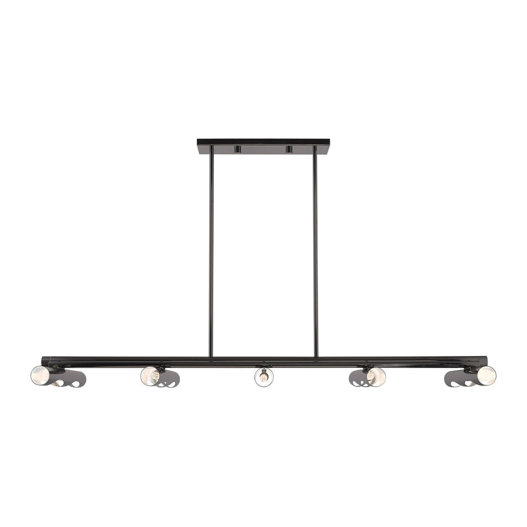 10 Light Black Chrome Linear Chandelier