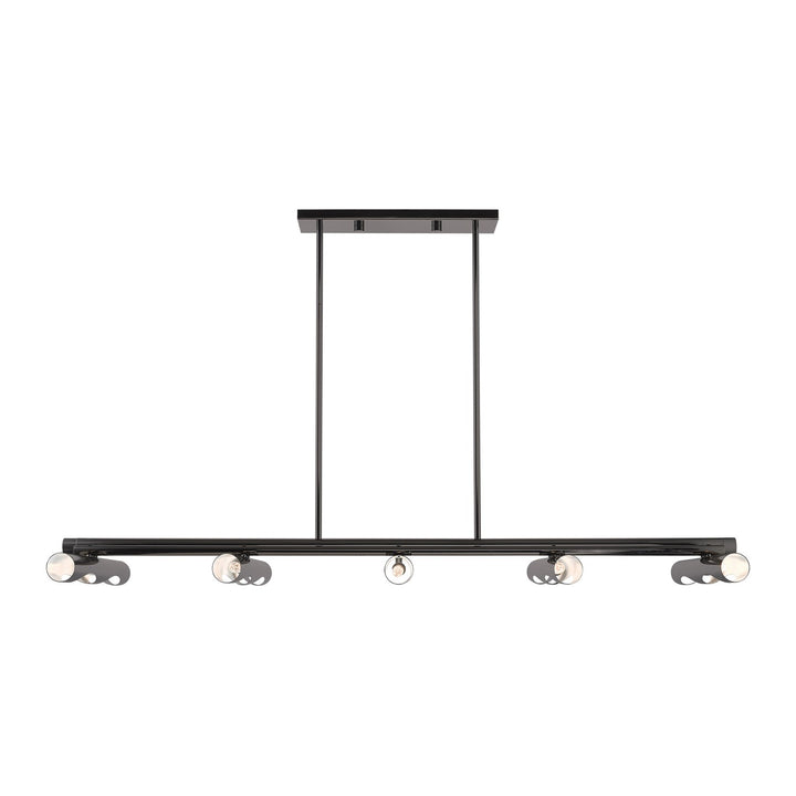 10 Light Black Chrome Linear Chandelier