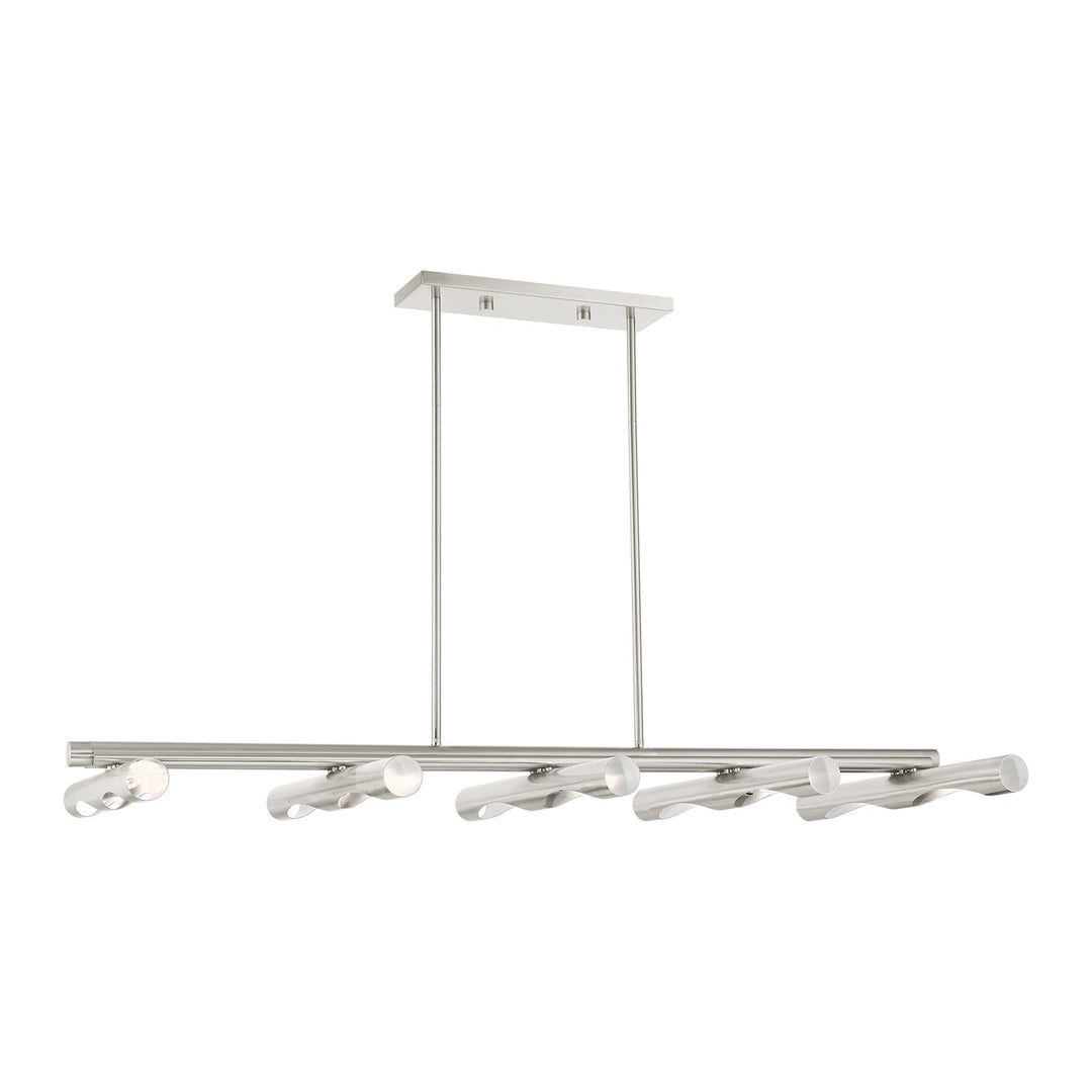 10 Light Brushed Nickel Linear Chandelier by Livex Lighting