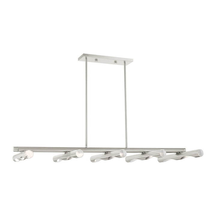 10 Light Brushed Nickel Linear Chandelier by Livex Lighting