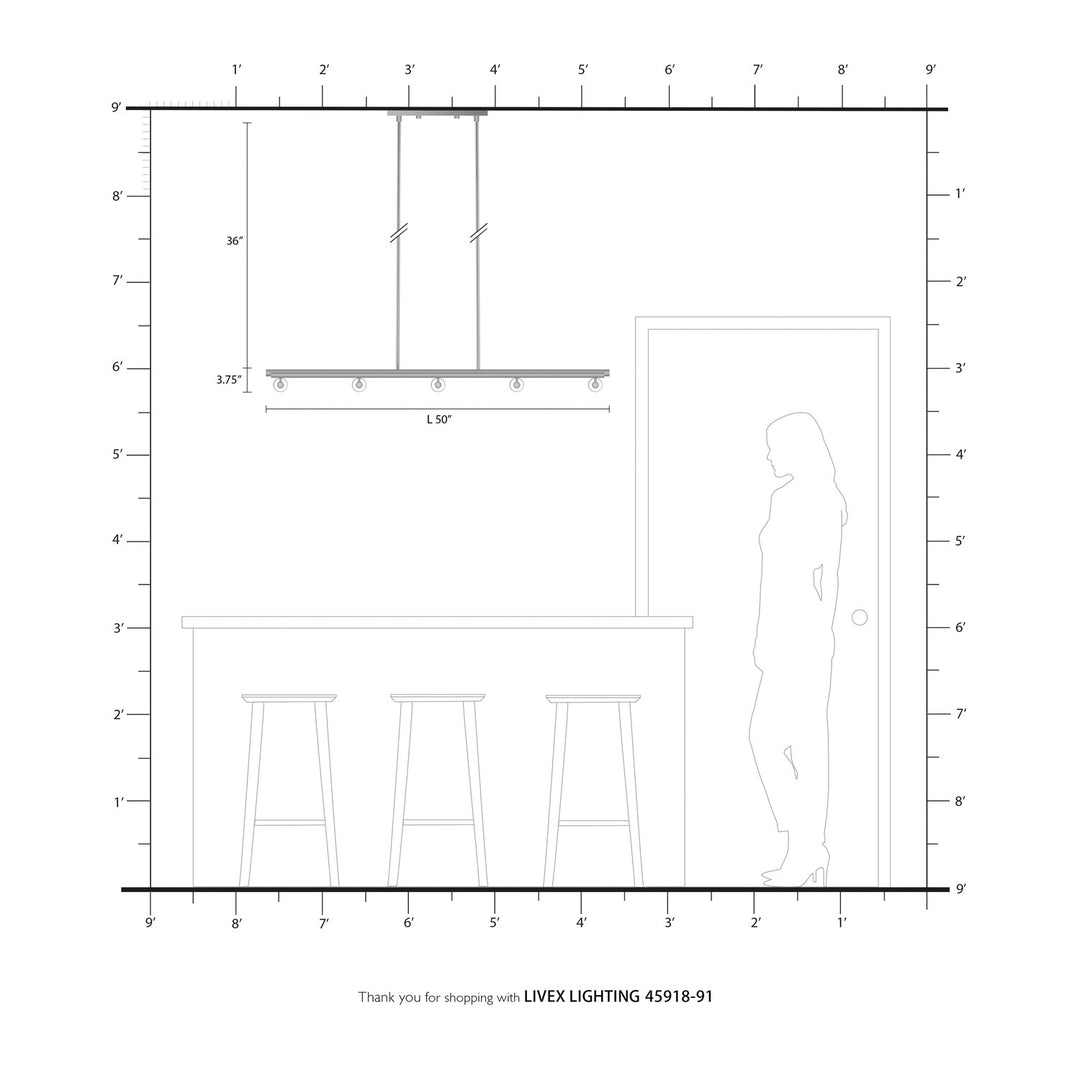 10 Light Brushed Nickel Linear Chandelier
