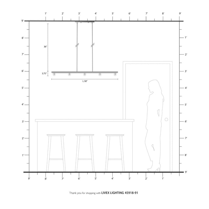 10 Light Brushed Nickel Linear Chandelier