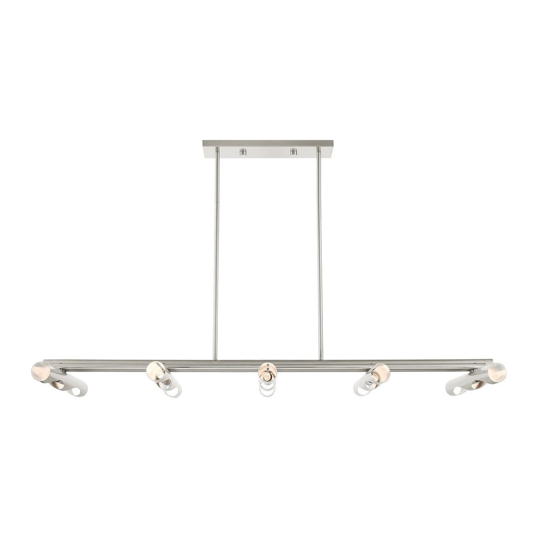 10 Light Brushed Nickel Linear Chandelier