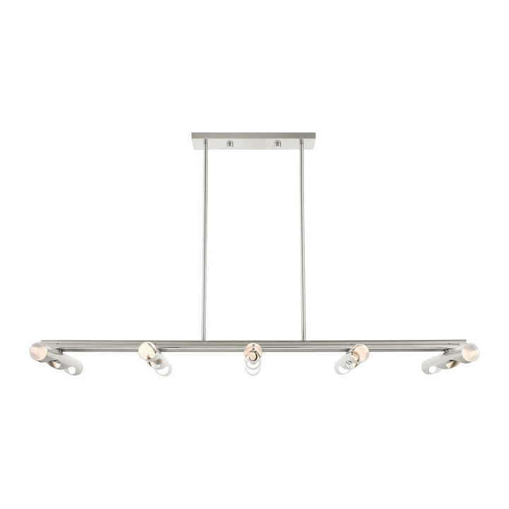 10 Light Brushed Nickel Linear Chandelier