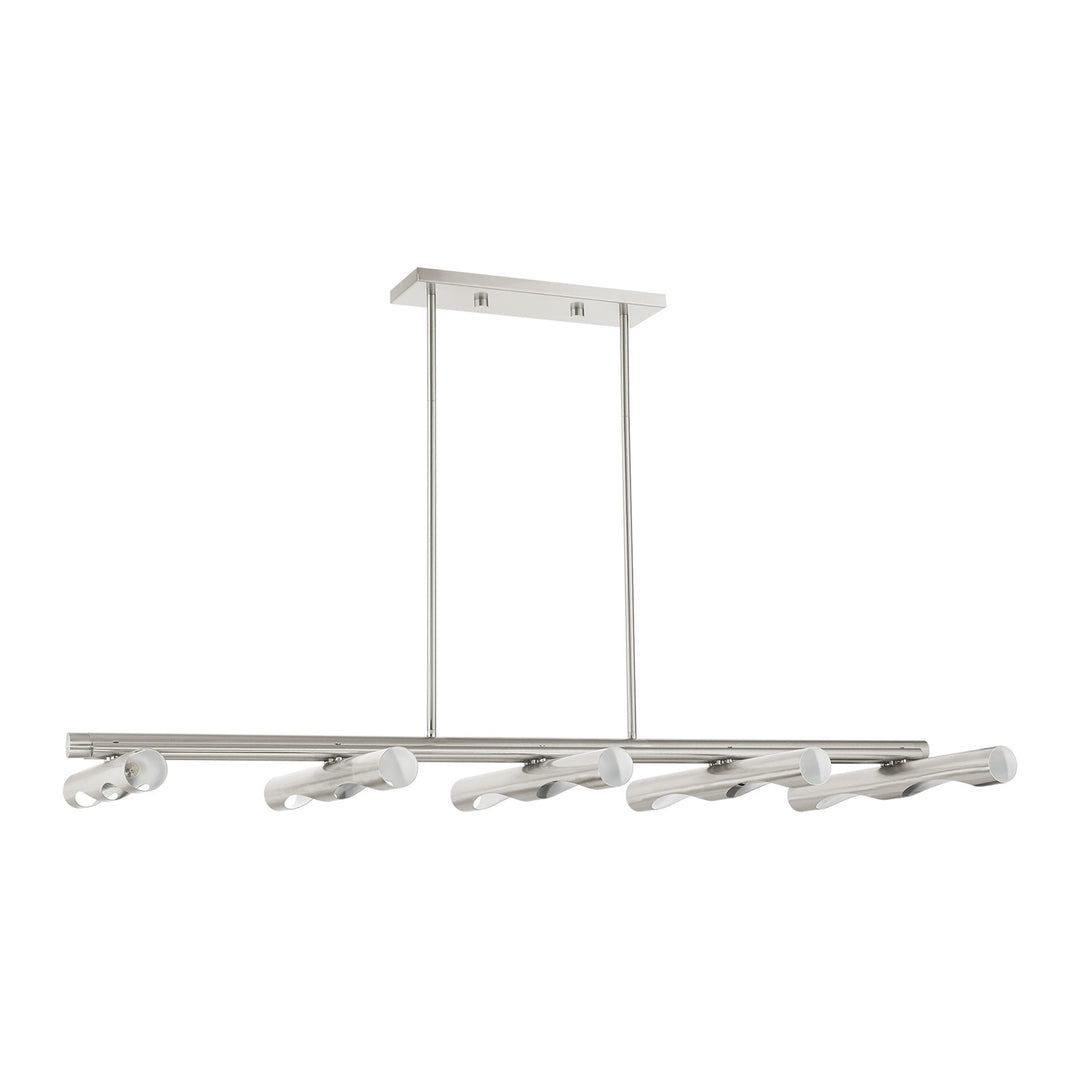 10 Light Brushed Nickel Linear Chandelier