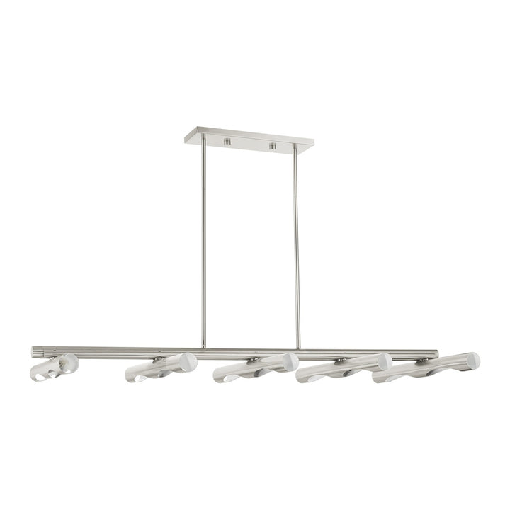 10 Light Brushed Nickel Linear Chandelier