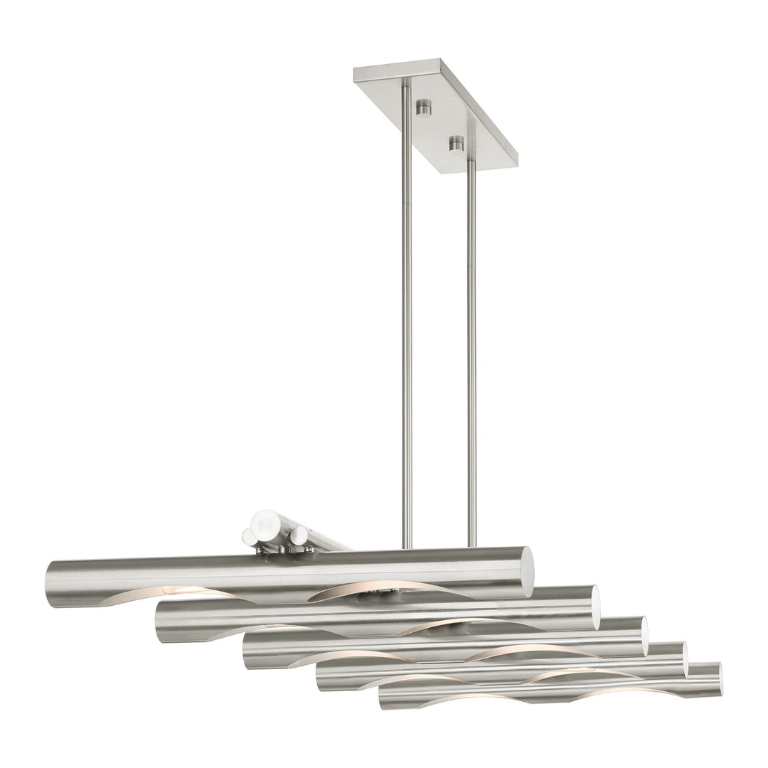 10 Light Brushed Nickel Linear Chandelier
