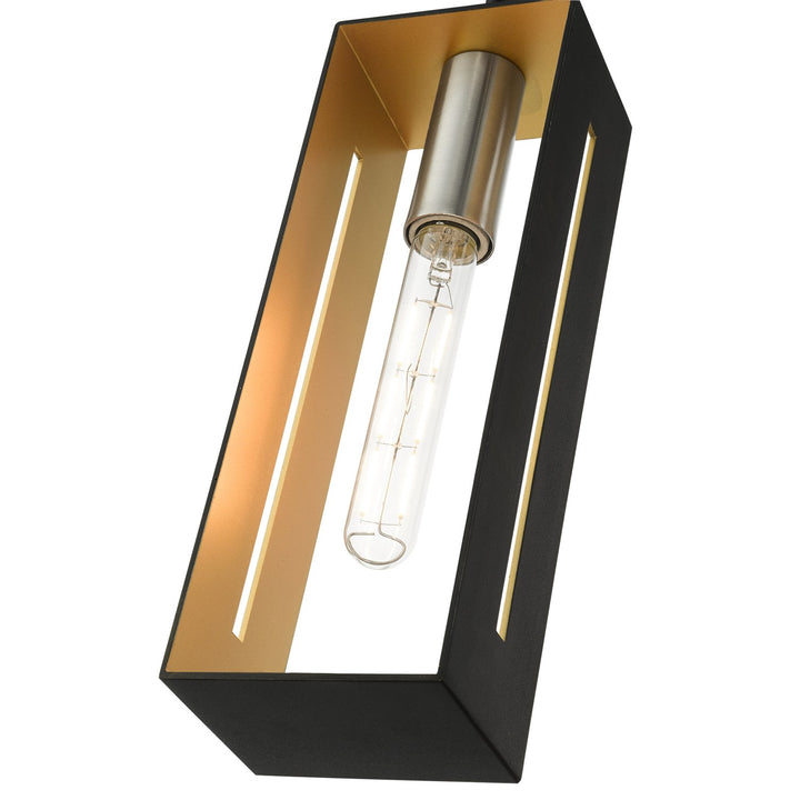 1 Light Textured Black With Brushed Nickel Accents Pendant