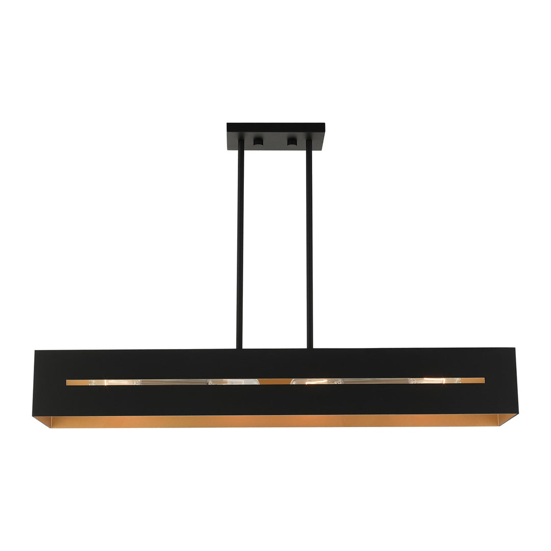 4 Light Textured Black With Brushed Nickel Accents Linear Chandelier
