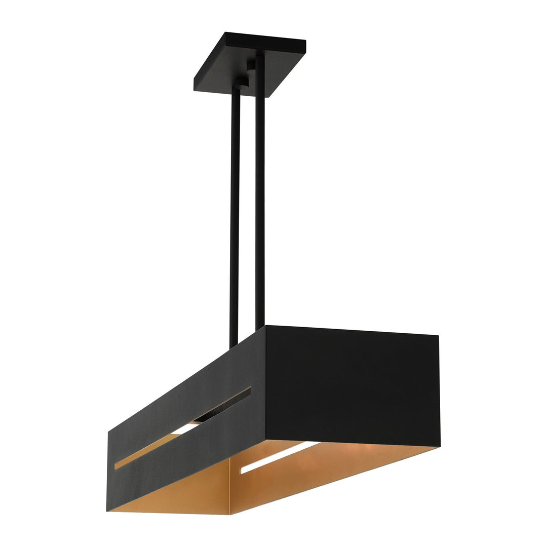 4 Light Textured Black With Brushed Nickel Accents Linear Chandelier