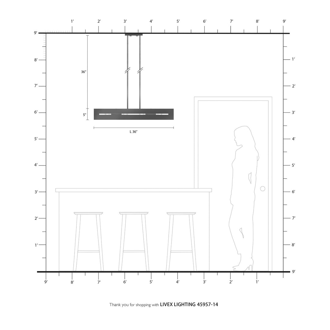 4 Light Textured Black With Brushed Nickel Accents Linear Chandelier