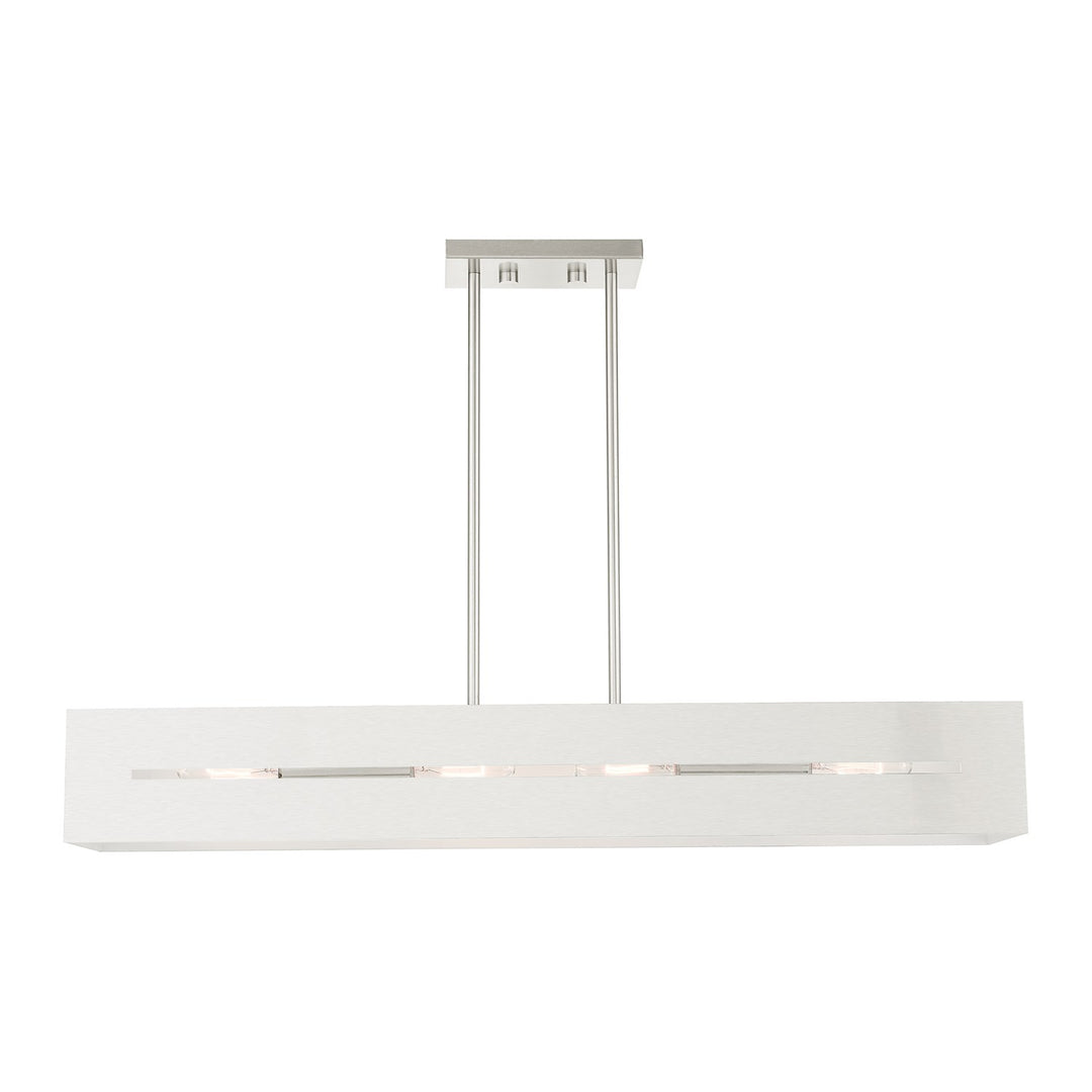 4 Light Brushed Nickel Linear Chandelier by Livex Lighting