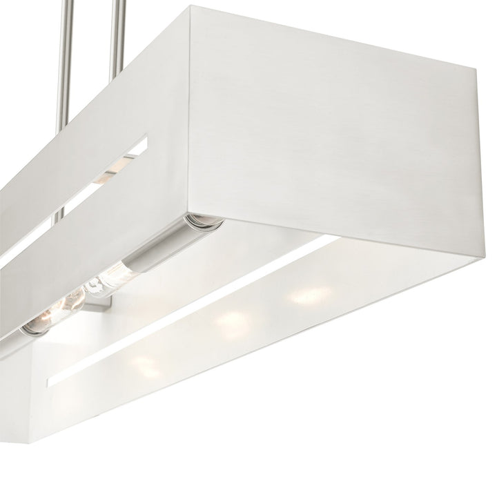 4 Light Brushed Nickel Linear Chandelier