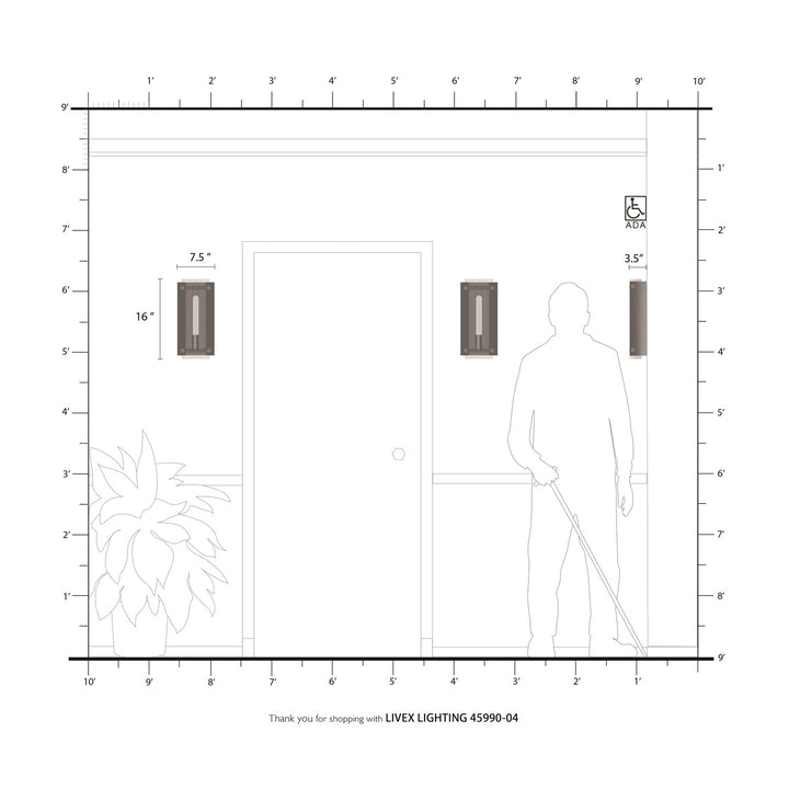 1 Light Black Ada Wall Sconce