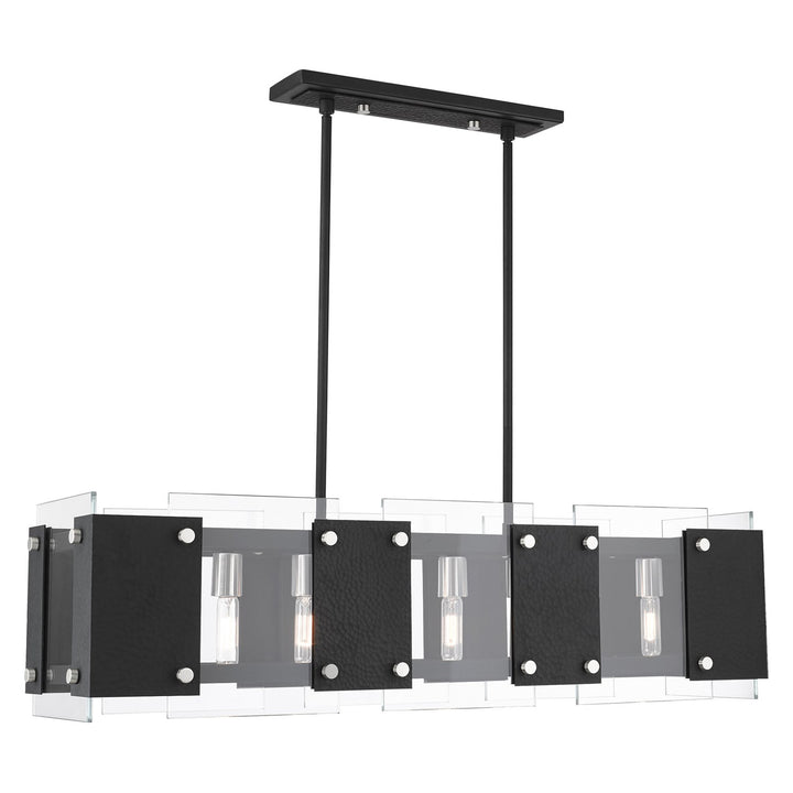 8 Light Black Linear Chandelier by Livex Lighting