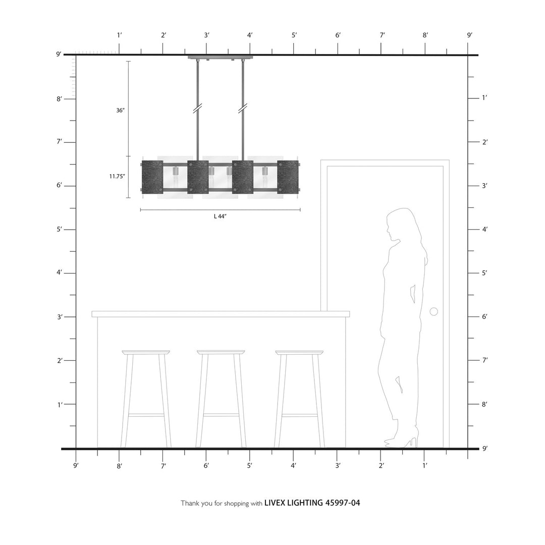 8 Light Black Linear Chandelier