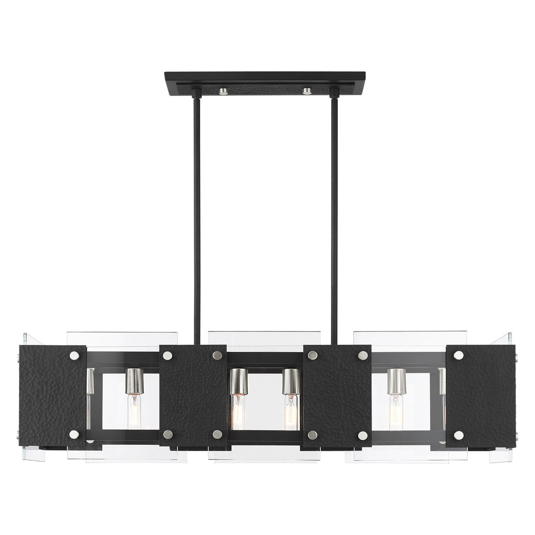 8 Light Black Linear Chandelier
